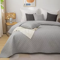 Narzuta dekoracyjna DASH 240x260 pikowana szara