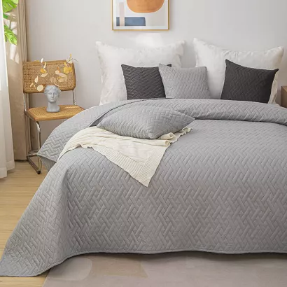 Narzuta dekoracyjna DASH 240x260 pikowana szara
