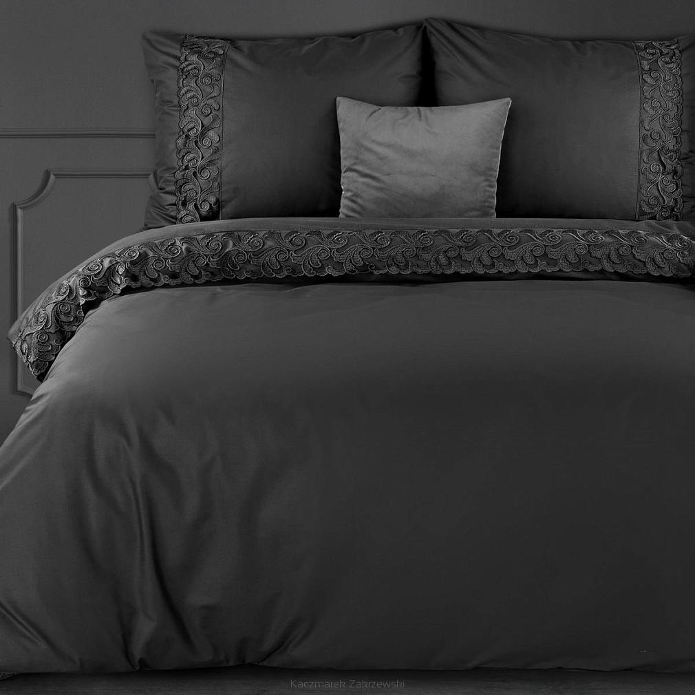 Pościel bawełniana LANA3 160x200 Eurofirany koronka czarna