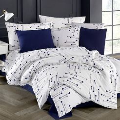 Pościel bawełniana EXCLUSIVE ZENNA 160x200 COTTONLOVE Darymex biała granatowa