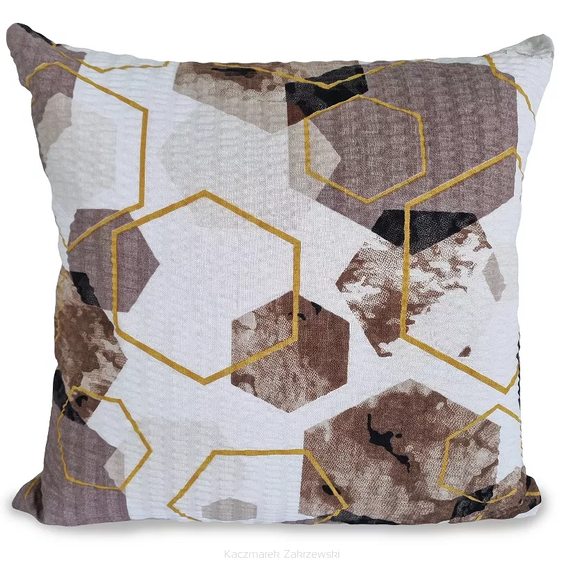Poszewka z kory 40x40 beżowa brązowa biała geometria