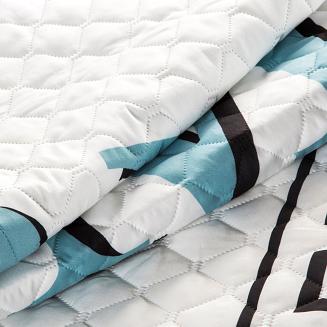 Narzuta dekoracyjna DENNI 170x210 biały/turkusowy/czarny