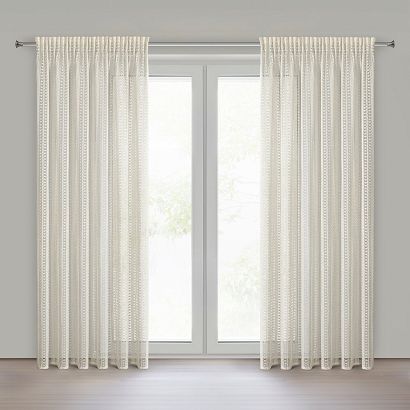 Zasłona gotowa na taśmie BONITA 140x270 Eurofirany naturalna ażurowa struktura a'la siatka