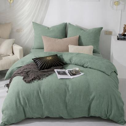 Pościel bawełniana MUŚLINOWA 140x200 oliwkowa