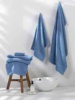 Ręcznik bawełniany o ryżowej strukturze Loren 30x30 niebieski