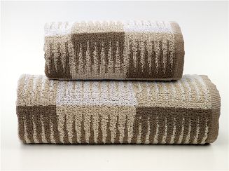 Ręcznik bawełniany Frotex Hammer 70x130 beżowy brązowy geometryczny wzór