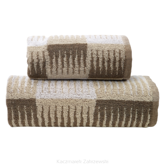 Ręcznik bawełniany Frotex Hammer 70x130 beżowy brązowy geometryczny wzór