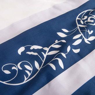 Pościel satyna bawełniana SATYNLOVE 160x200 biała granatowa pasy ornamenty