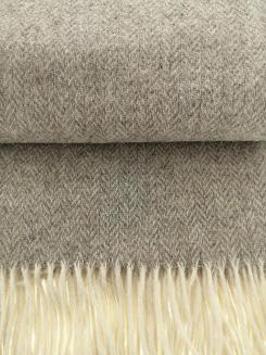 Koc wełniany z frędzlami 140x200 JODEŁKA wełna nowozelandzka beżowy
