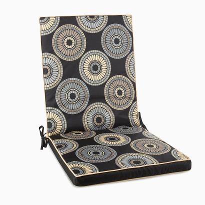 Poduszka na krzesło wodoodporna GARDEN 42x92x4 Eurofirany czarna wzór mandale