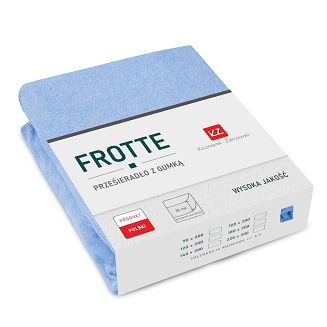 Prześcieradło frotte z gumką 160x200 błękitny GRUBE