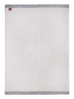 Koc bawełniano-akrylowy 150x200 biały szary w geometrycznym wzorze rombów