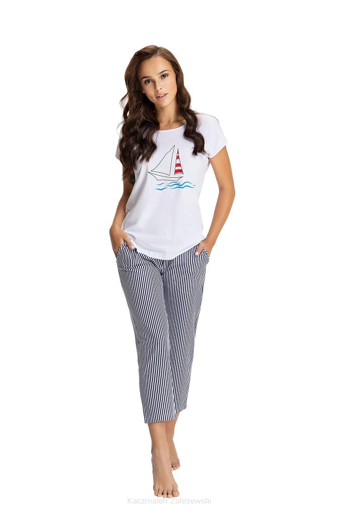 Piżama damska LUNA kod 475 biała / żaglówka