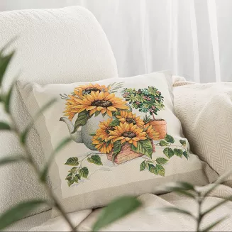 Poszewka dekoracyjna gobelin 45x45 Eurofirany naturalna żółta słoneczniki