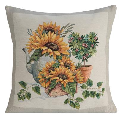 Poszewka dekoracyjna gobelin 45x45 Eurofirany naturalna żółta słoneczniki