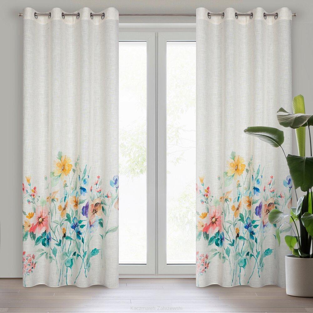 Zasłona gotowa na przelotkach AMELIA 140x260 Eurofirany naturalny