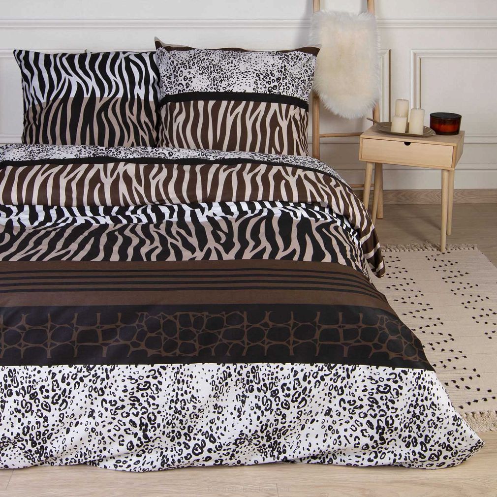 Pościel bawełniana CHETA COFFEE 200x220 COTTONLOVE EXCLUSIVE zwierzęcy motyw w cętki