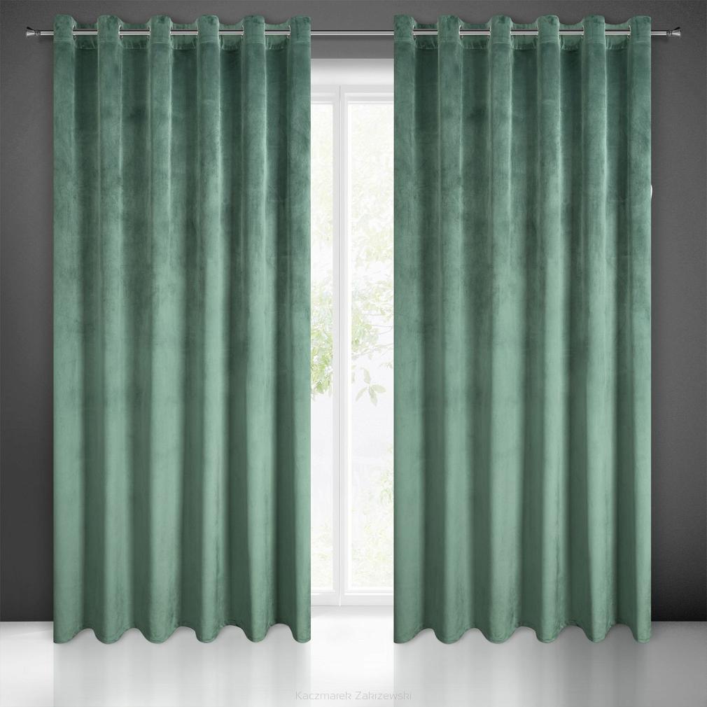 Zasłona gotowa na przelotkach MELANIE 215x250 Eurofirany zielony