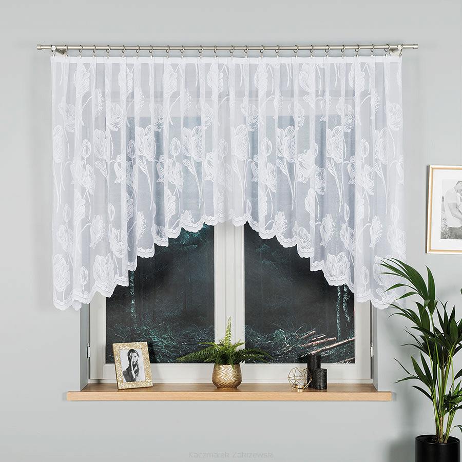 Firanka żakardowa gotowa na żabki SONIA 350x120 biała