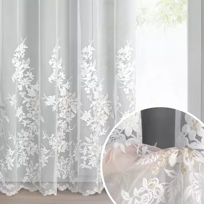 Firana gotowa na przelotkach ALIRA 140x250 Eurofirany kremowa szampański haft