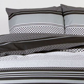 Pościel bawełniana 140x200 COTTONLOVE biała czarne geometryczna