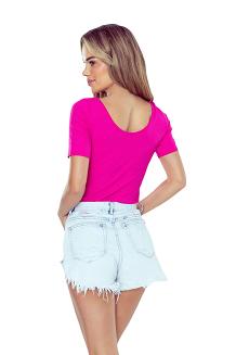 Elegancka bluzka z prążkowanej dzianiny z krótkim rękawem Tisa amarantowa