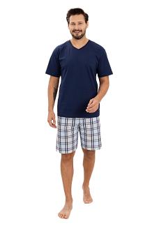 Piżama męska REGINA kod 505 granatowa spodenki w kratę