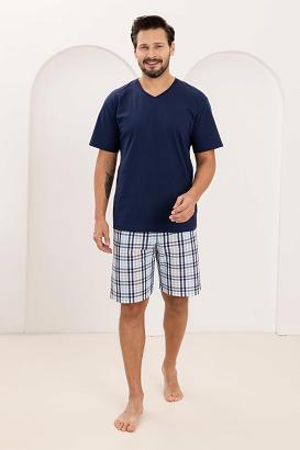Piżama męska REGINA kod 505 granatowa spodenki w kratę