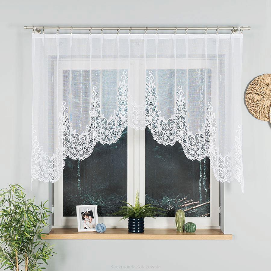 Firanka żakardowa gotowa na żabki BERENIKA 250x120 biała