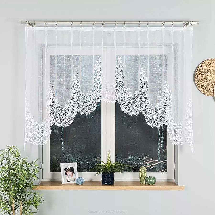 Firanka żakardowa gotowa na żabki BERENIKA 250x120 biała