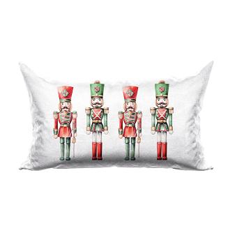 Poszewka dekoracyjna świąteczna DZIADKI DO ORZECHÓW 30x50 welwetowa biała