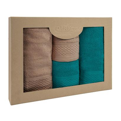Komplet ręczników 4 częściowy Solano Darymex beżowy ciemny turkus