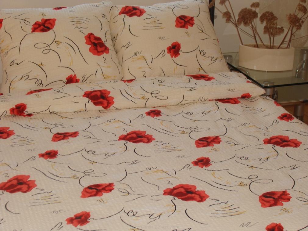 Pościel z kory 200x220 wzór Czerwone maki
