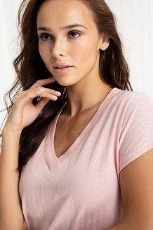 Koszula damska LUNA kod 134 różowa wzór ażurowy