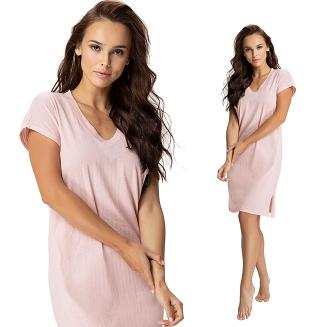 Koszula damska LUNA kod 134 różowa wzór ażurowy