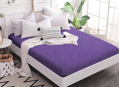 Prześcieradło frotte z gumką 180x200 śliwkowe