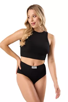 Top damski z prążkowanej dzianiny kod 3002 czarny
