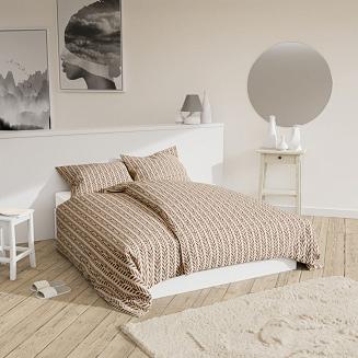 Pościel bawełniana KŁOS 140x200 beżowa brązowa kłosy