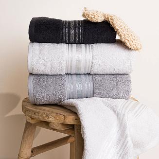 Ręcznik bawełniany OSKAR 50x90 jasnoszary bordiura z szampańską nicią