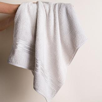 Ręcznik bawełniany OSKAR 50x90 jasnoszary bordiura z szampańską nicią