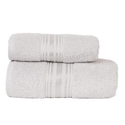 Ręcznik bawełniany OSKAR 50x90 jasnoszary bordiura z szampańską nicią