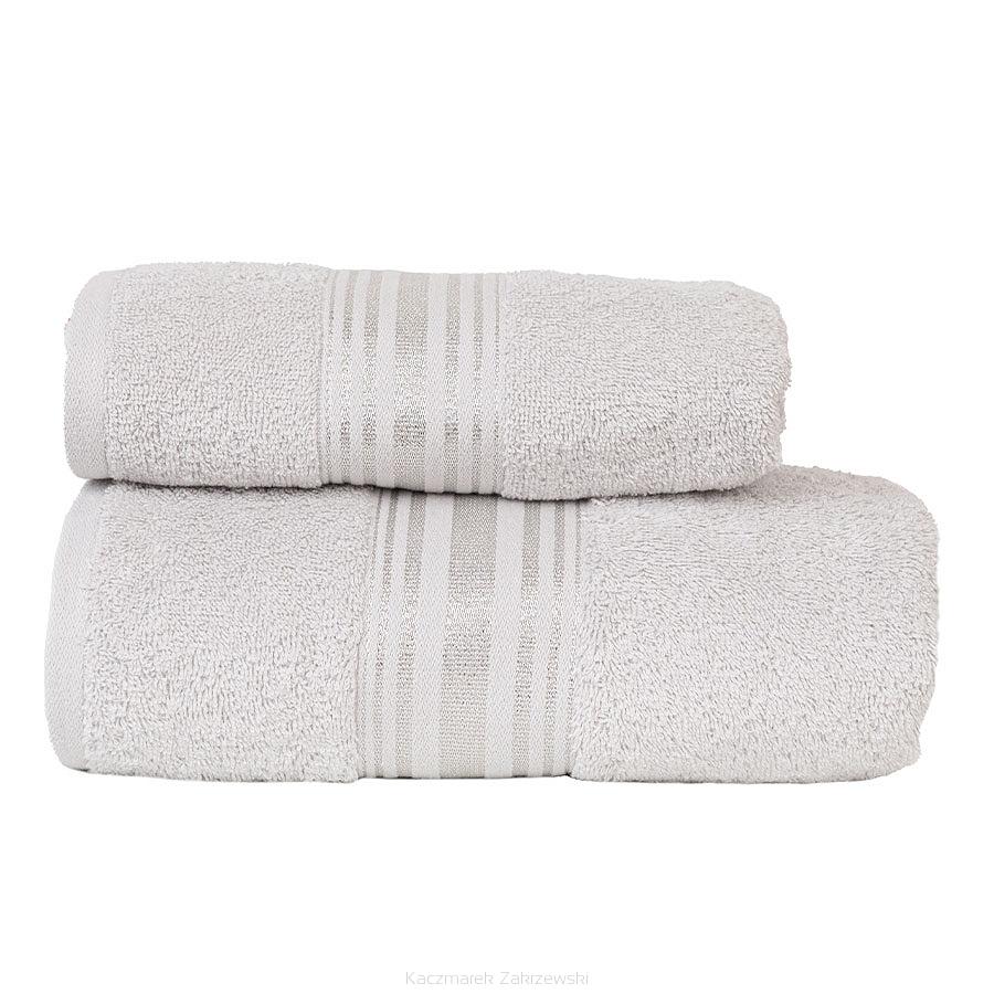 Ręcznik bawełniany OSKAR 50x90 jasnoszary bordiura z szampańską nicią
