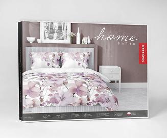 Pościel satynowa 160x200 Detexpol biała pudrowa kwitnący ogródek
