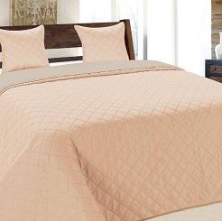 Narzuta dekoracyjna z poszewkami VIGO II 220x240 jasnoróżowa srebrna kwadraty