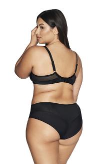 Biustonosz Semi Soft AV 2071 półusztywniany czarny z kwiatowym haftem