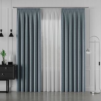 Zasłona gotowa na taśmie VELVI 140x240 niebieska