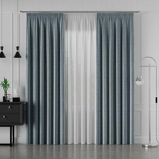 Zasłona gotowa na taśmie VELVI 140x240 niebieska