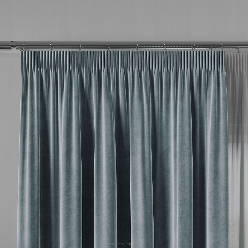 Zasłona gotowa na taśmie VELVI 140x240 niebieska