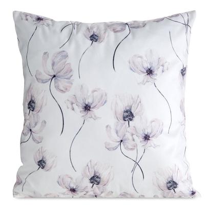 Poszewka dekoracyjna MINK 45x45 Eurofirany biała z nadrukiem beżowych letnich kwiatów