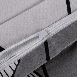 Pościel satyna bawełniana CORNELIA 160x200 biała szara czarna w liście miłorzębu